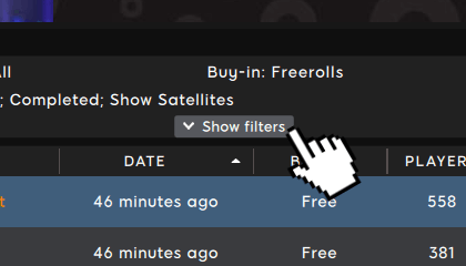 888POKER SHOW FILTERS