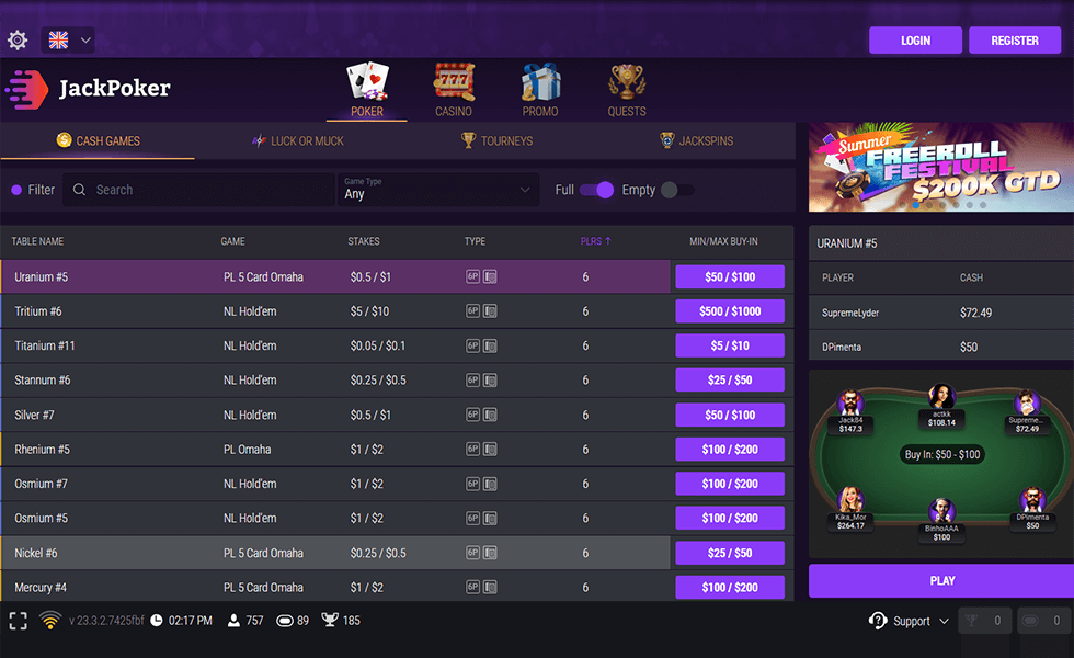 JACKPOKER LOBBY CASH GAMES